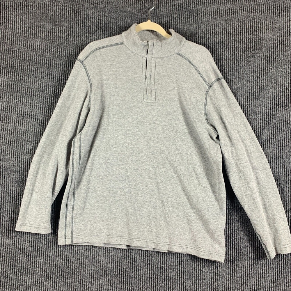Kirkland Sweater Mens Medium Gray 1/4 Zip Mock Golf‎ Pima Cotton Blend Comfort